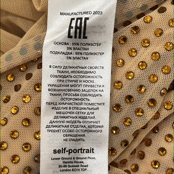 self-portrait YELLOW RHINESTONE MESH MIDI DRESS - Picture 11 of 14